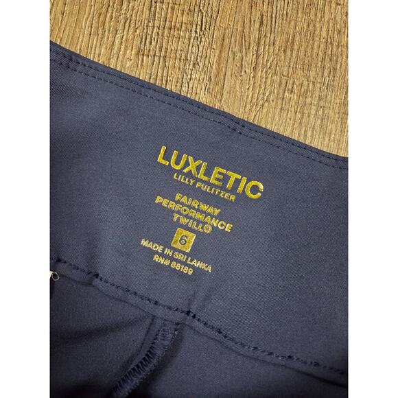 Lilly Pulitzer Luxletic Leggings Solid Navy Blue Fairway Performance Twill Size6 - Picture 3 of 5